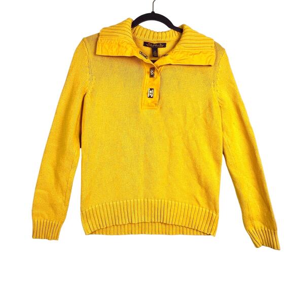 Lauren Ralph Lauren Sweaters - LRL Lauren Ralph Lauren M Sweater Women's Cotton Yellow GOLD TURN Lock Preppy